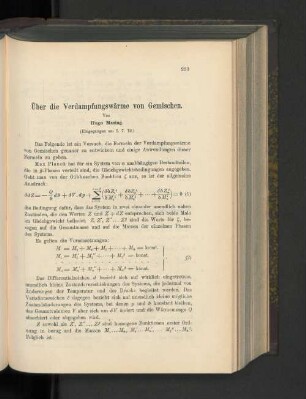 Über die Verdampfungswärme von Gemischen.