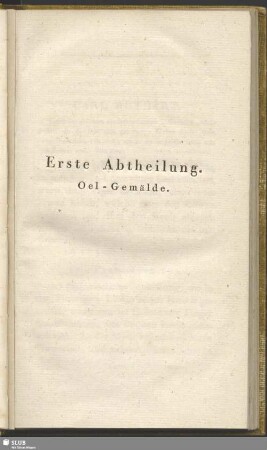 Erste Abtheilung. Oel-Gemälde