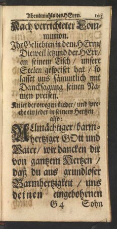 Nach verrichteter Communion.