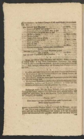 Titulus IIItius. Von denen Civil- und Hofbedienten auch Pensionen und Amts-Hauptmannschaften