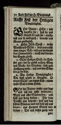 Auffs Fest der Heiligen Dreyfaltigkeit