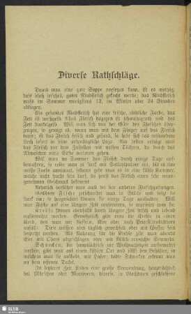 Diverse Rathschläge