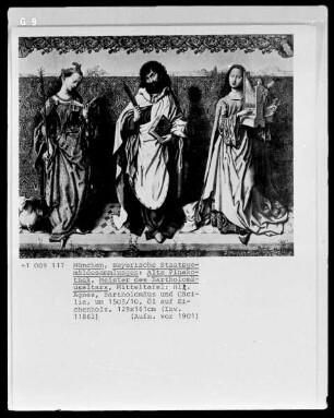 Bartholomäus-Altar — Die Heiligen Agnes, Bartholomäus und Caecilie und ein Stifter