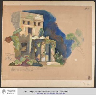 Bühnenbildzeichnung: Samson und Dalila 2. Akt : Dalilas Haus ; Erstauff. 1.1.1904