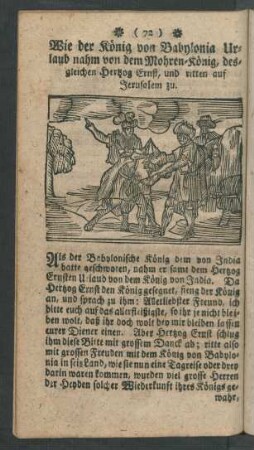 Wie der König von Babylonia Urlaub nahm von dem Mohren-König ...