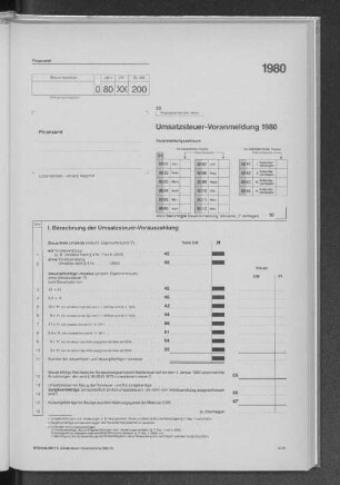 Muster der Umsatzsteuer-Voranmeldungen 1980 (USt 1A, 1C)