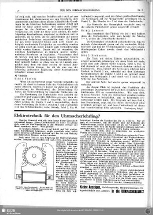 Elektrotechnik für den Uhrmacherlehrling?
