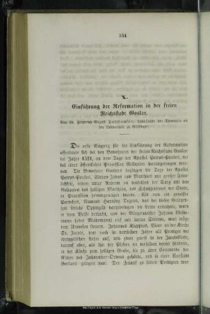 X. Einführung der Reformation in der freien Reichstadt Goslar
