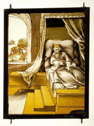 Kabinettscheibe mit Darstellung aus der Josephslegende: Traum des Pharaos von den sieben fetten und sieben mageren Kühen