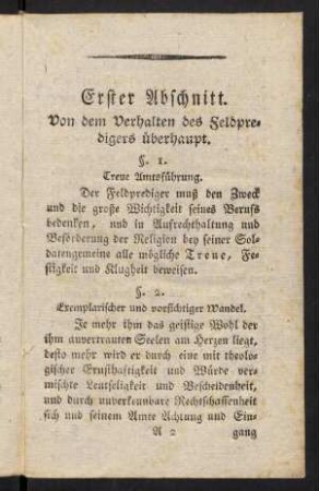 3-18, Erster und Zweyter Abschnitt.