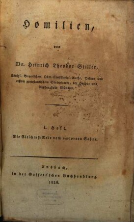 Homilien, 1. Die Gleichniß-Rede vom verlornen Sohne