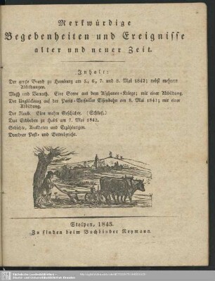 Merkwürdige Begebenheiten und Ereignisse alter und neuer Zeit, 1843