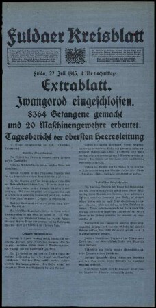 Ausgabe vom Donnerstag, den 22. Juli 1915.