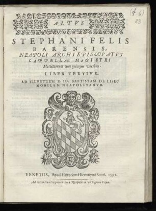 Stephano Felis: Mottettorum cum quinque vocibus. Liber tertius. Altus