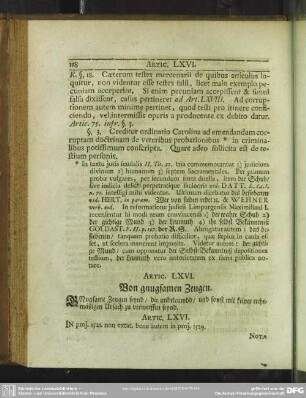 Artic. LXVI. Von gnugsamen Zeugen