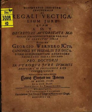 Disp. iur. inaug. de regali vectigalium iure