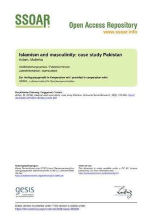 Islamism and masculinity: case study Pakistan