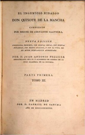 El Ingenioso Hidalgo Don Quixote De La Mancha, 1,3