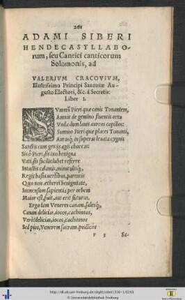 Hendecasyllaborum, seu Cantici canticorum Solomonis Liber I.