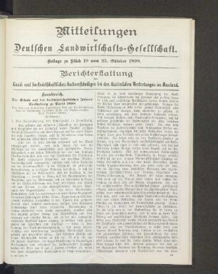 Beilage zu Stück 19 vom 25. Oktober 1898.