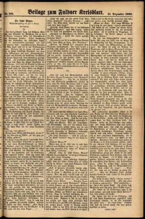 Zweite Ausgabe vom Samstag, den 17. Dezember 1892.