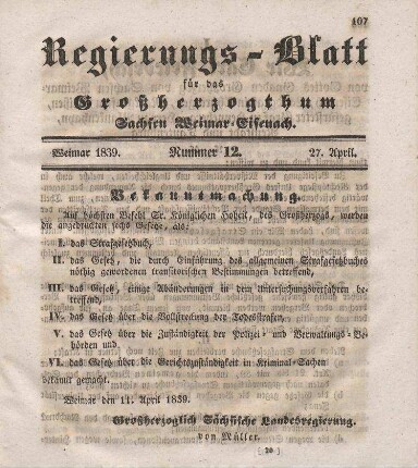 Nr. 12 : 27. April 1839