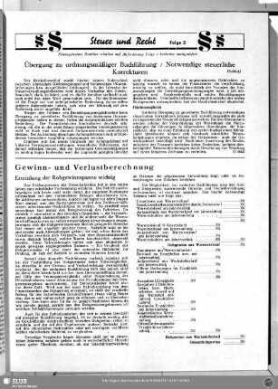 Übergang zu ordnungsgemäßer Buchführung / Notwendige steuerliche Korrekturen (Schluß)