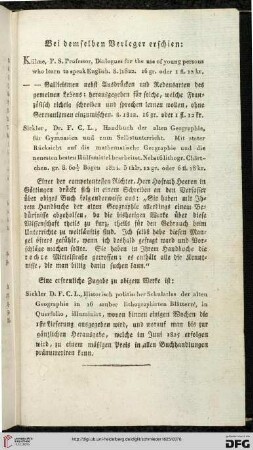 Bei demselben Verleger [J.J. Bohné] erschienen