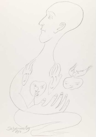 Surrealistische Phantasie mit Köpfen