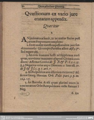 Quaestionum ex vario jure erutarum appendix