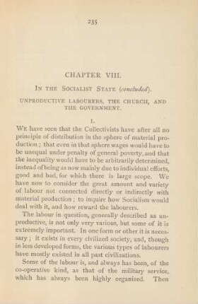 Chapter VIII. In The Socialist State (concluded). Unproductive Labourers, The Church, And The Government.