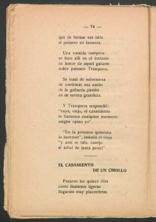 El casamiento de un criollo