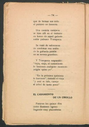 El casamiento de un criollo