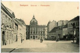Budapest. Disz-tér, Paradeplatz mit Honvéd-Denkmal : Budapest. Disz-tér, Paradeplatz mit Honvéd-Oberkommando (1895-1897; Mór Kallina) und Honvéd-Denkmal zum Gedenken an den Unabhängigkeitskrieg 1848/1849 (1893; György Zala)