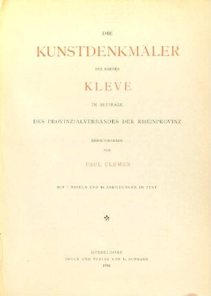 Die Kunstdenkmäler des Kreises Kleve