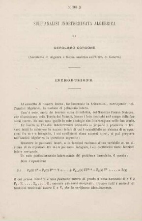 Sull'analisi indeterminata algebrica.
