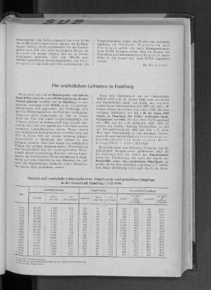 Eheliche und uneheliche Lebendgeborene, Totgeborene und gestorbene Säuglinge in der Hansestadt Hamburg 1933-1950