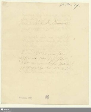 308f: In einem Thal bei armen Hirten - Mus.Schu.308f : [Widmungsgedicht]