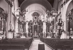 Bamberg, Martinskirche : Bamberg. Martinskirche. Inneres nach Osten mit Altar von A. Pozzo