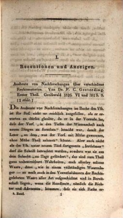 Jahrbücher der gesammten deutschen juristischen Literatur. 5. 1827