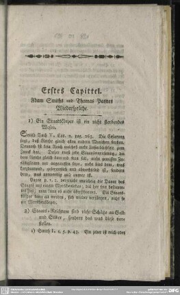 Erstes Capittel. Adam Smiths und Thomas Paynes Wiedersprüche
