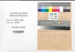 Entnazifizierung Adele Schmitz , geb. 07.04.1892 (Postbeamtin)