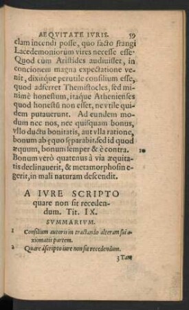 A Iure Scripto quare non sit recedendum. Tit. IX.