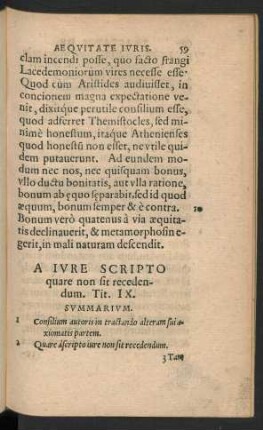 A Iure Scripto quare non sit recedendum. Tit. IX.