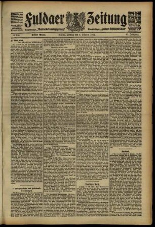 Erste Ausgabe vom Freitag, den 04. Oktober 1912.