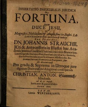 Disputatio Inauguralis Juridica De Fortuna