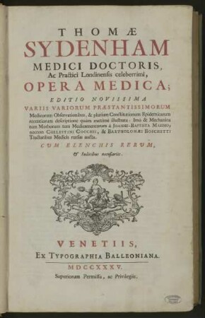 Thomæ Sydenham ... Opera omnia