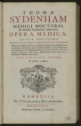 Thomæ Sydenham ... Opera omnia