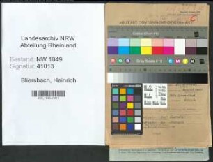 Entnazifizierung Heinrich Bliersbach , geb. 31.07.1913 (Vertreter)