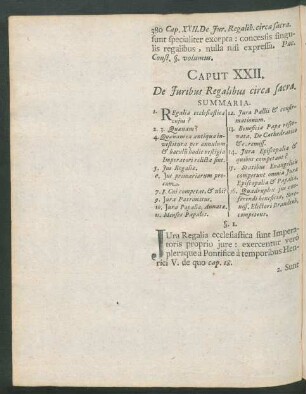 Caput XXII. De Iuribus Regalibus circa sacra.